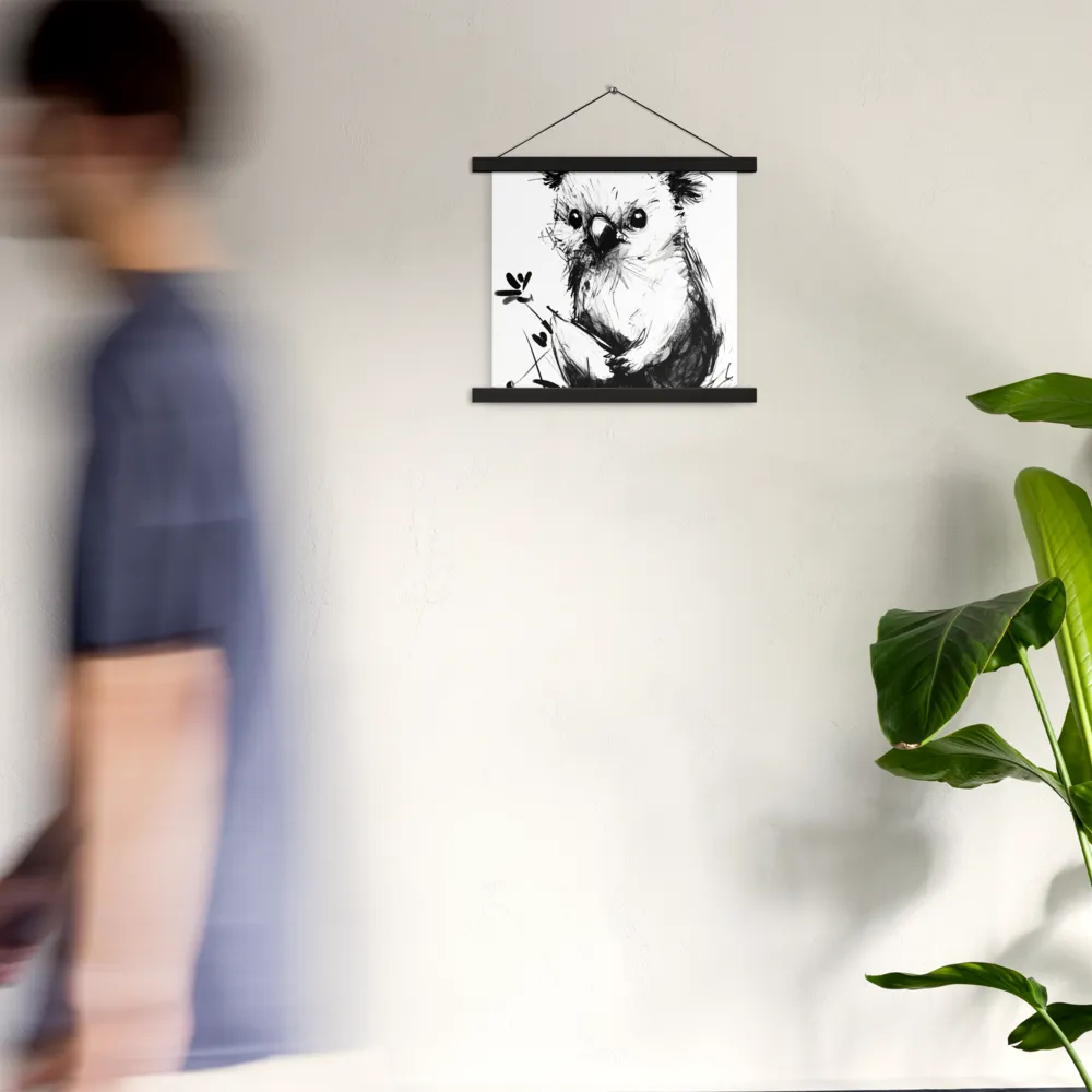 Whimsical Koala in Ink | Poster With Black Wood Hanger | 14″×14″
