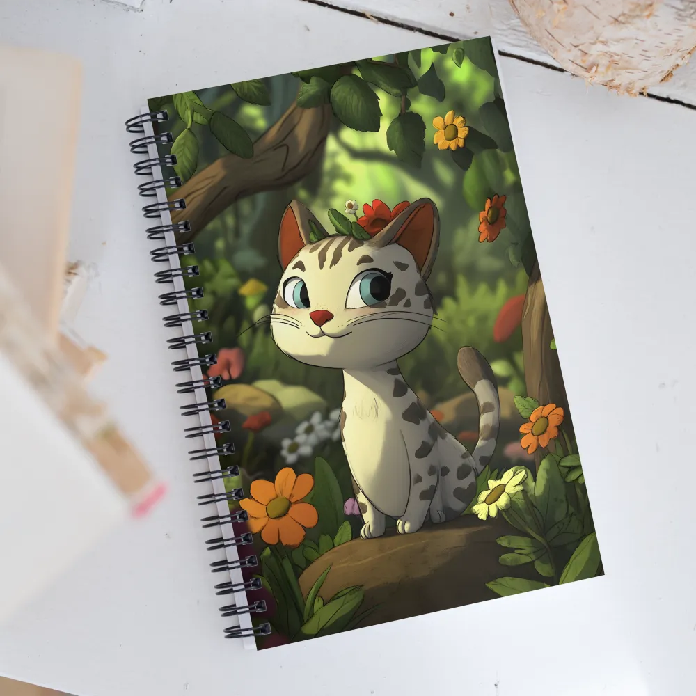 Whimsical Forest Cat | Spiral Notebook