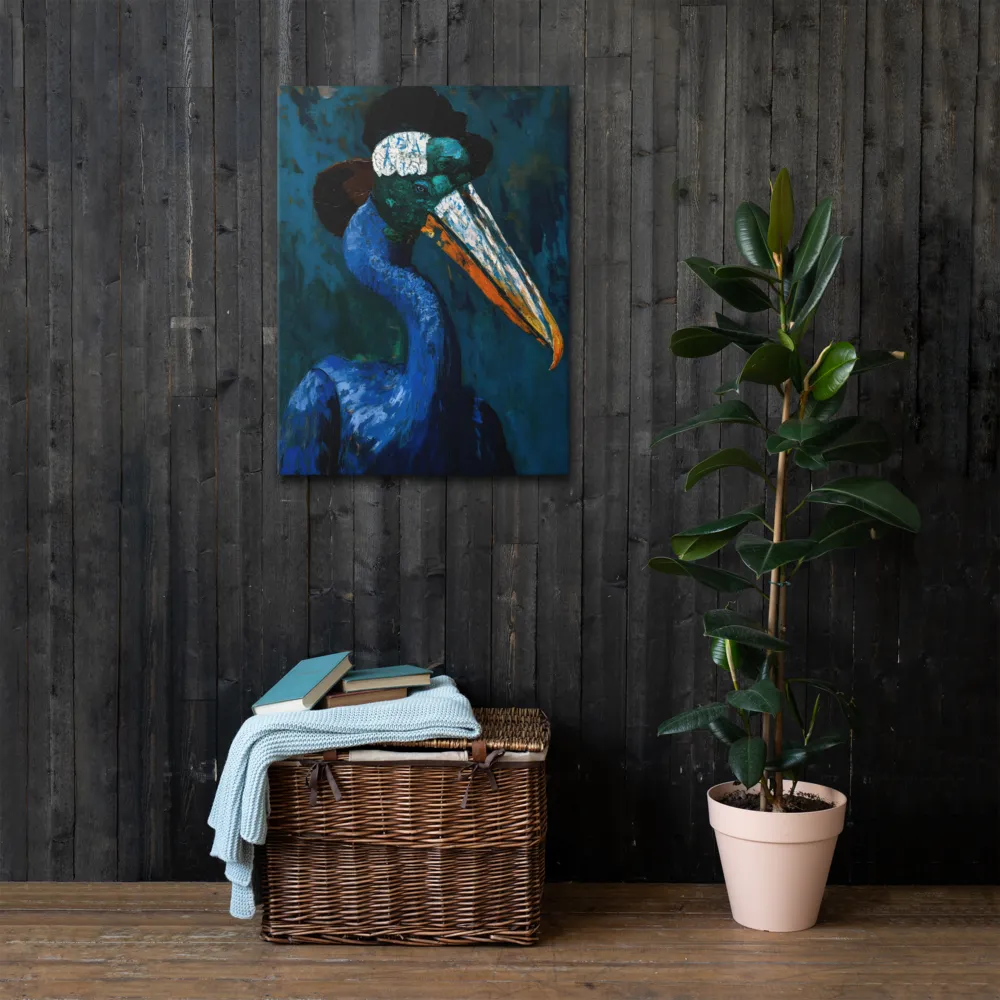 Majestic Absurdity: The Hat-Wearing Bird | Thin Canvas | 24″×32″
