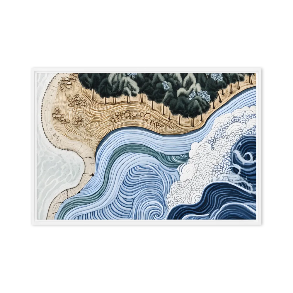 Oceanic Harmony: A Tranquil Landscape | Canvas with White Frame | 20″×30″