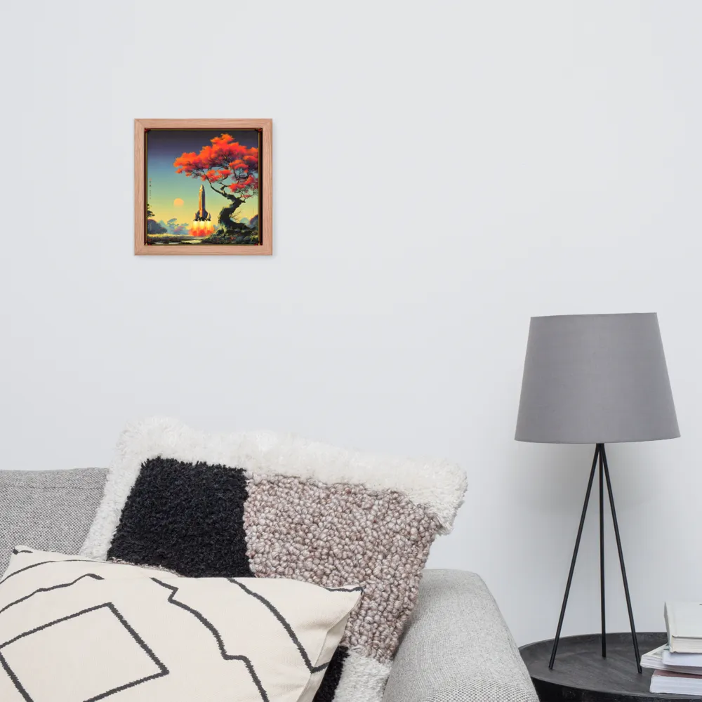 Autumn Launch 
 Poster with Red oak Frame | 10″x 10″