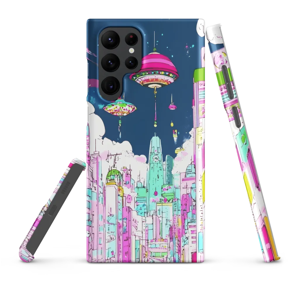 Futuristic Cityscape with Floating Structures | Phone Case |  S22 Ultra | Snap Case | Matte