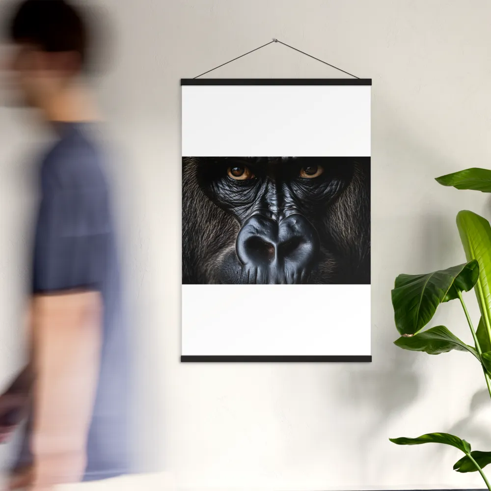 Gaze of the Wild: A Gorilla's Portrait | Poster With Black Wood Hanger | 24″×36″