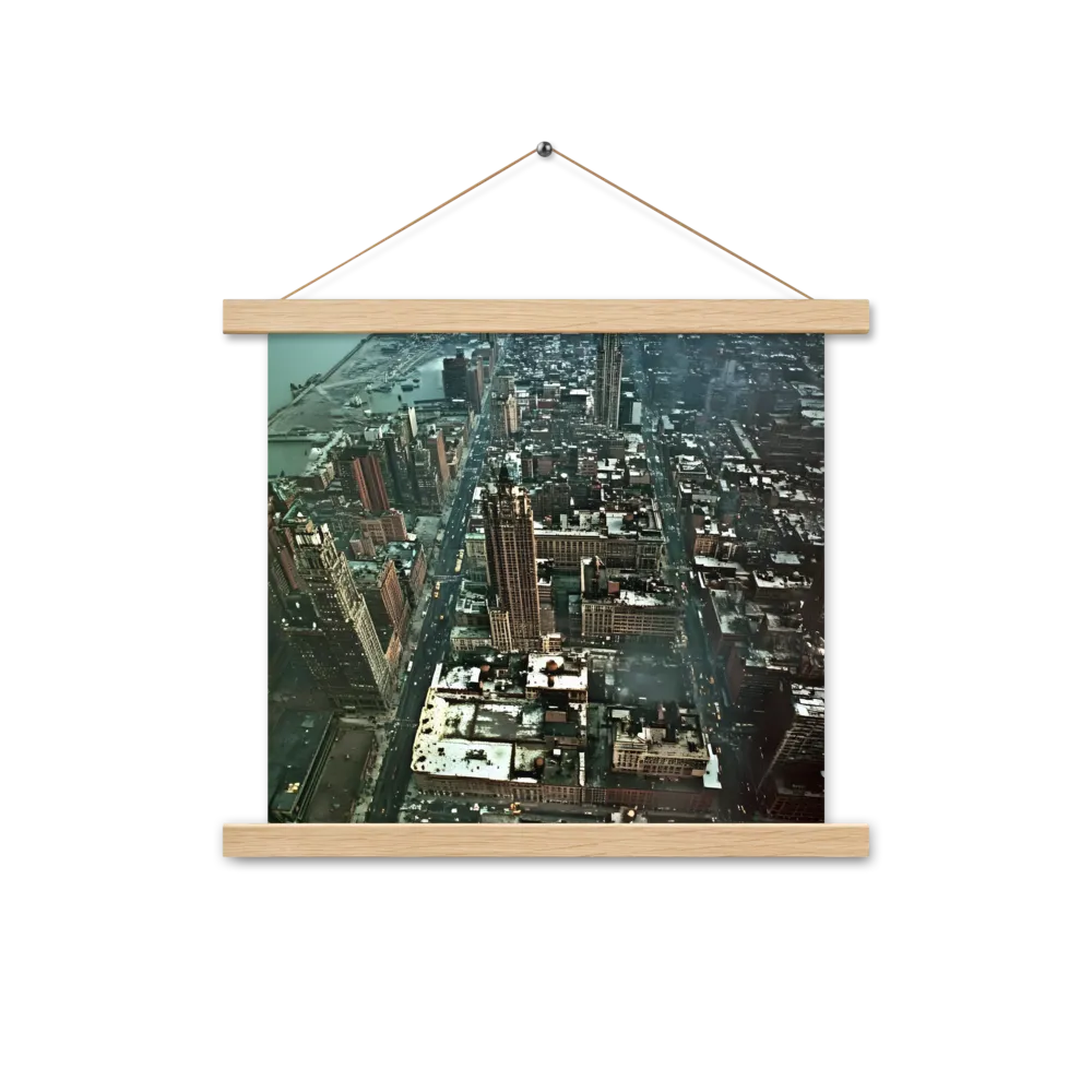 Aerial Symphony of Urban Life | Poster With Oak Wood Hanger | 14″×14″