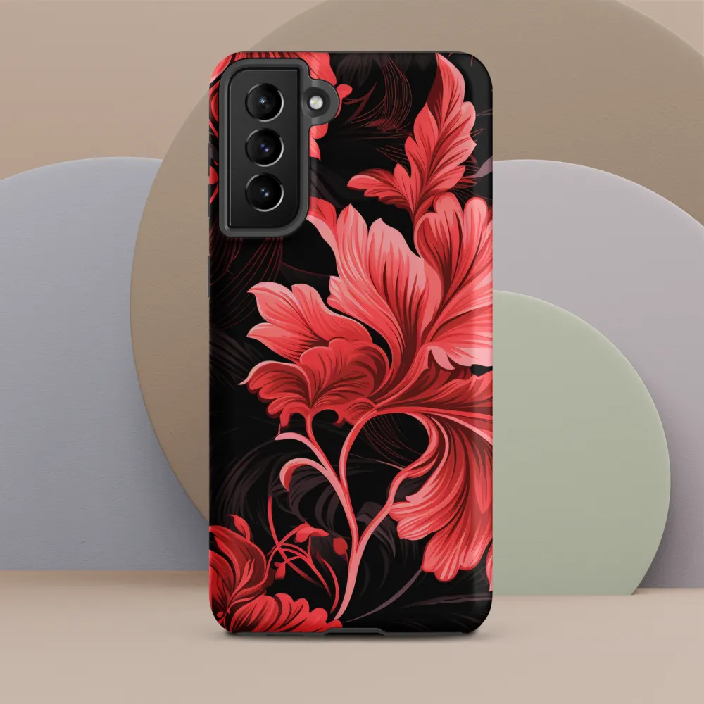 Tropical Elegance in Red | Phone Case |  S21 Plus | Tough Case | Matte