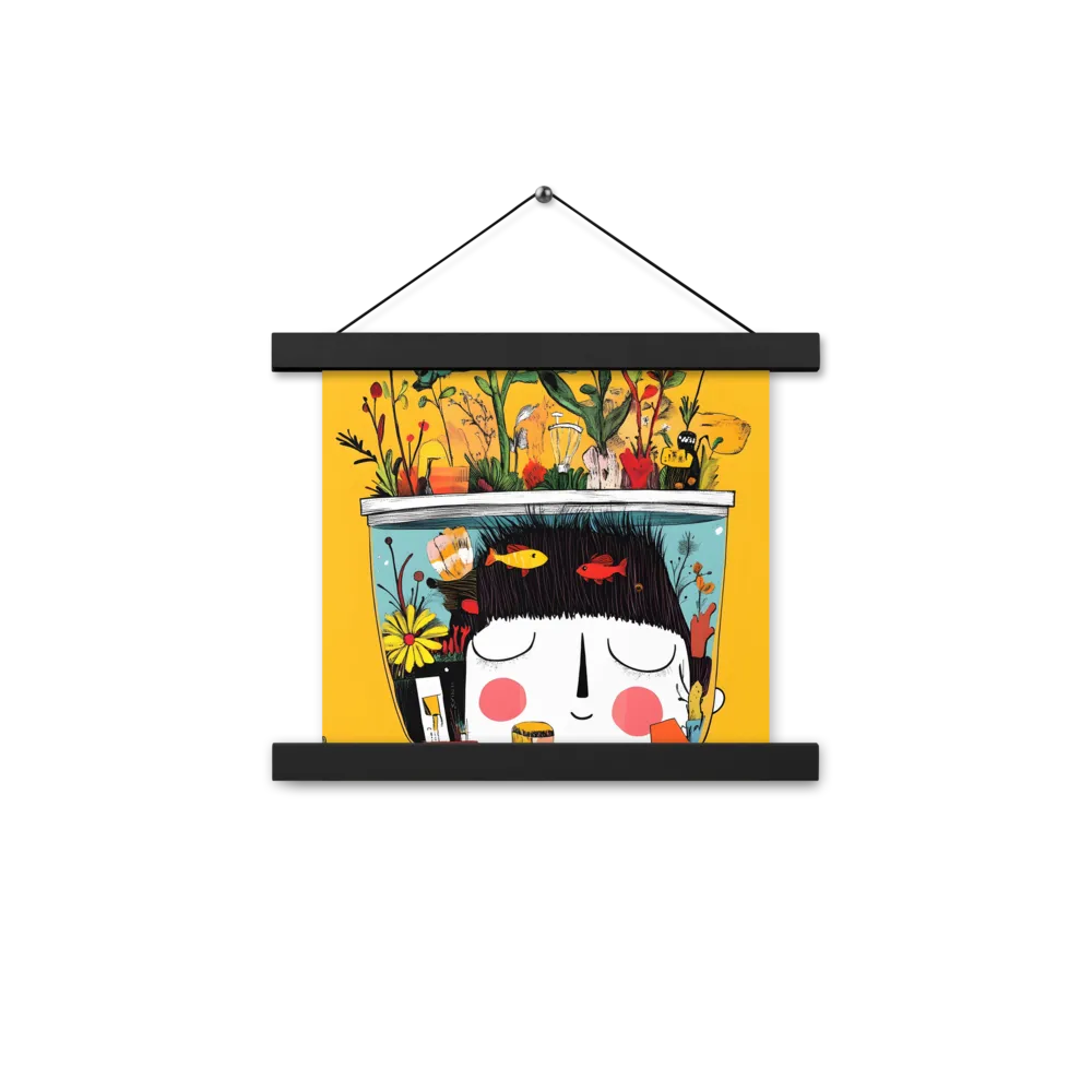 Whimsical Garden Head | Poster With Black Wood Hanger | 10″×10″