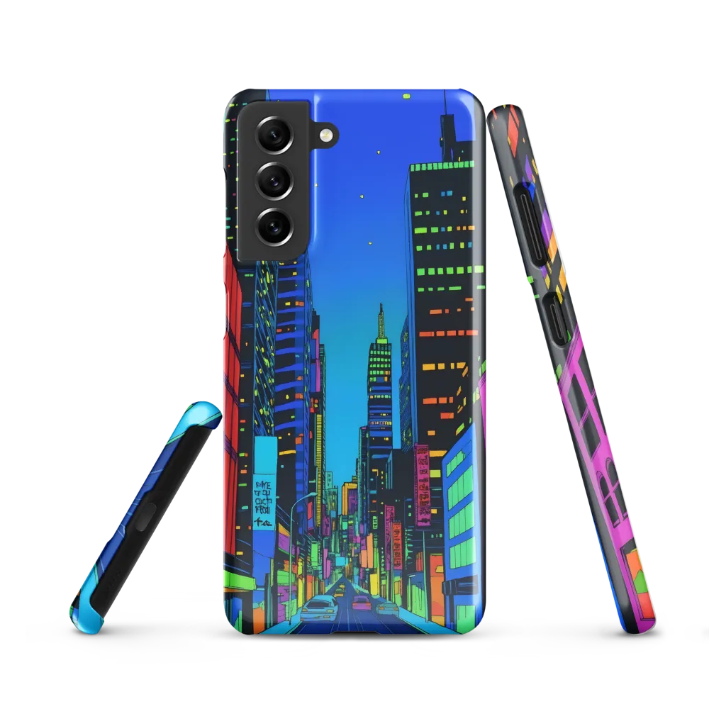 Neon Dreamscape: A Futuristic City at Dusk | Phone Case |  S21 | Snap Case | Glossy