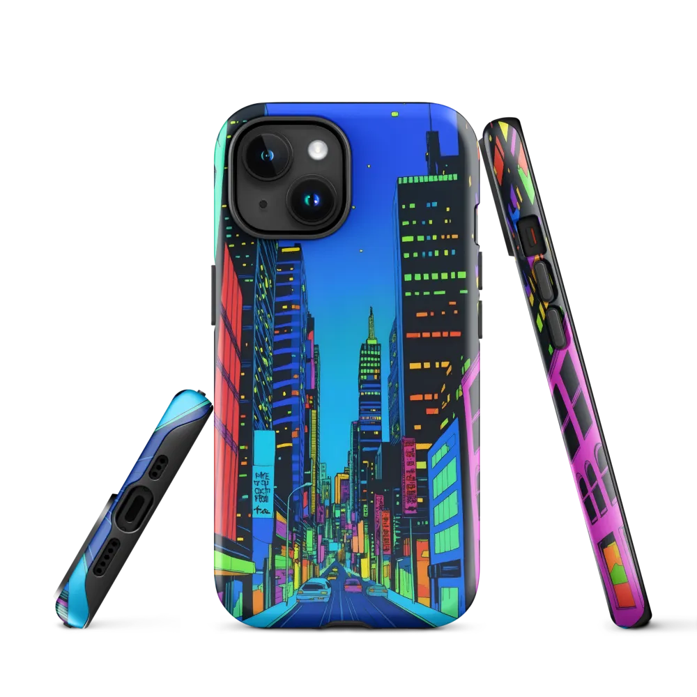 Neon Dreamscape: A Futuristic City at Dusk | Phone Case |  15 | Tough Case | Glossy