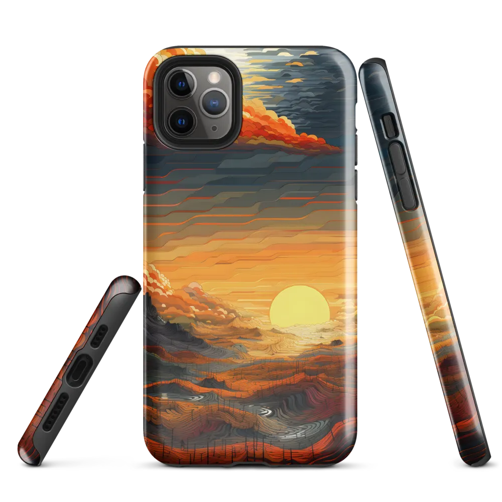 Ethereal Sunset: A Serene Landscape in Flowing Forms | Phone Case |  11 Pro Max | Tough Case | Glossy