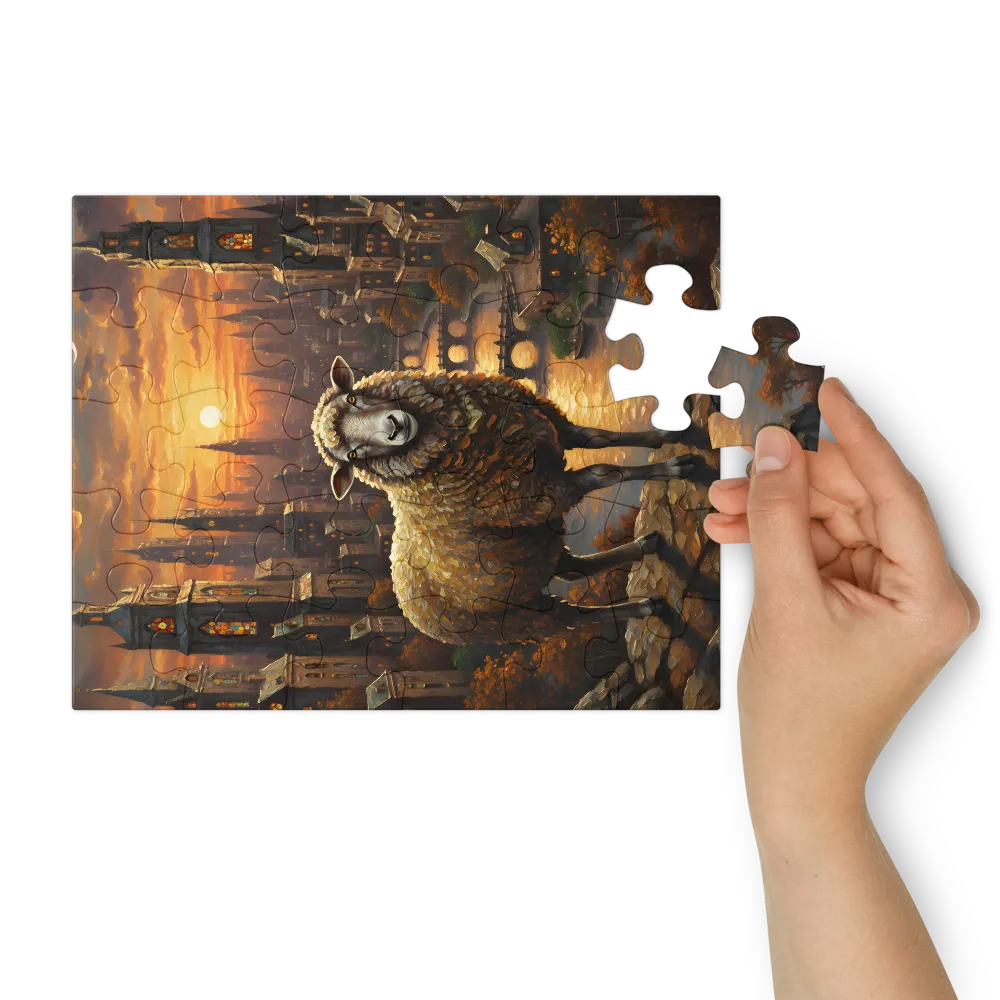 Sheep at Dusk 
 Jigsaw Puzzle in Tin Box