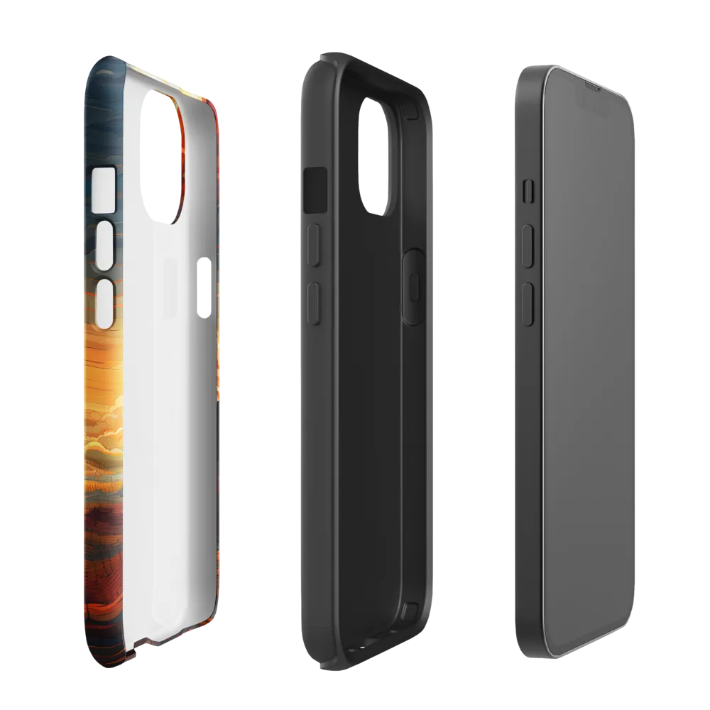Ethereal Sunset: A Serene Landscape in Flowing Forms | Phone Case |  13 | Tough Case | Glossy
