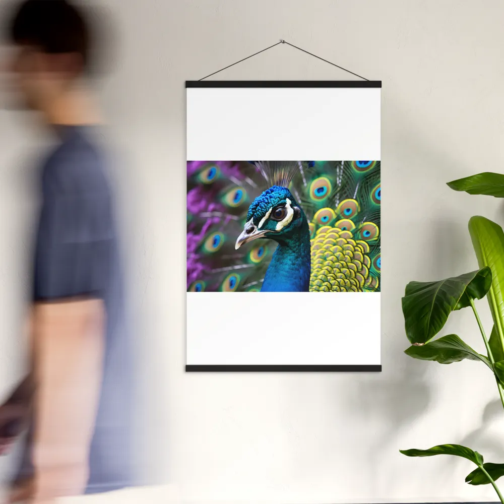 Regal Plumage: The Peacock's Splendor | Poster With Black Wood Hanger | 24″×36″