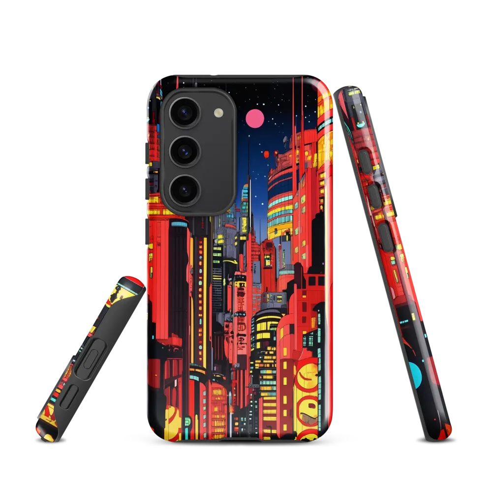 Neon Dreams: A Cyberpunk Cityscape | Phone Case |  S23 | Tough Case | Glossy