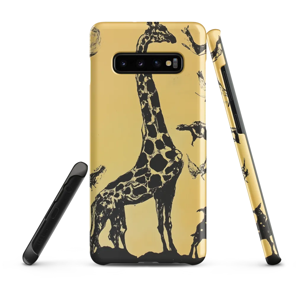 Whimsical Harmony of Giraffe and Birds