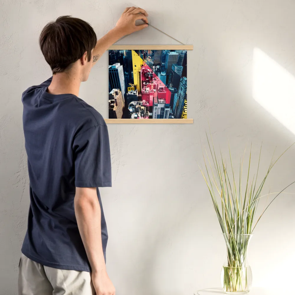 Dynamic Urban Symphony | Poster With Oak Wood Hanger | 14″×14″