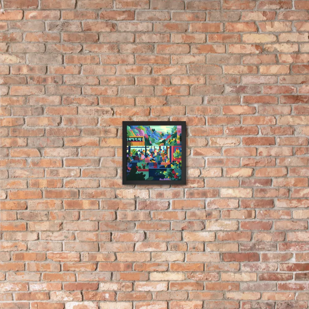 Riverside Café 
 Poster with Black Frame | 10″x 10″