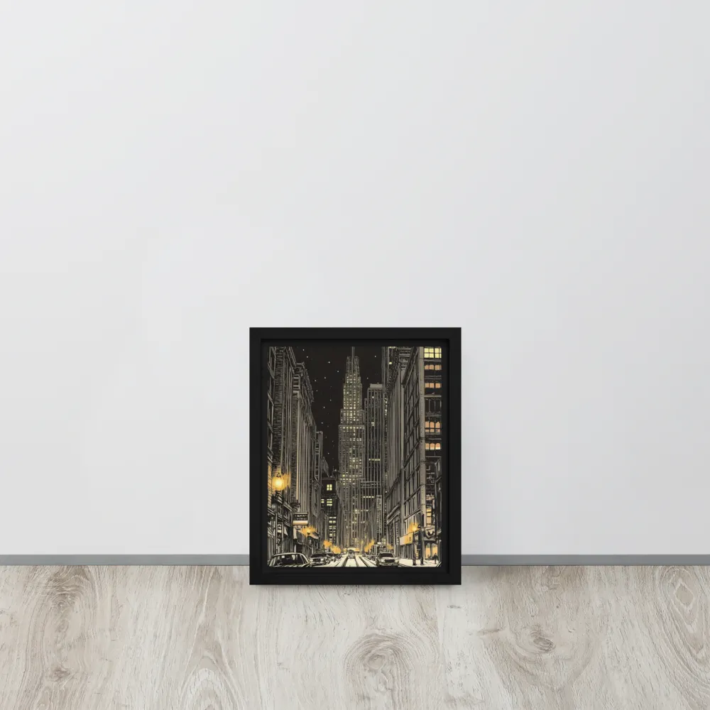 Whispers of the Night City | Canvas with Black Frame | 8″×10″