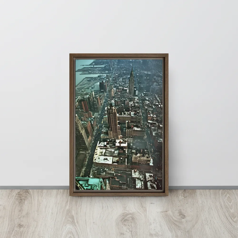 Aerial Symphony of Urban Life | Canvas with Brown Frame | 12″×18″