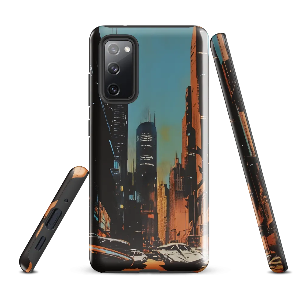 Futuristic Cityscape in Blue and Orange