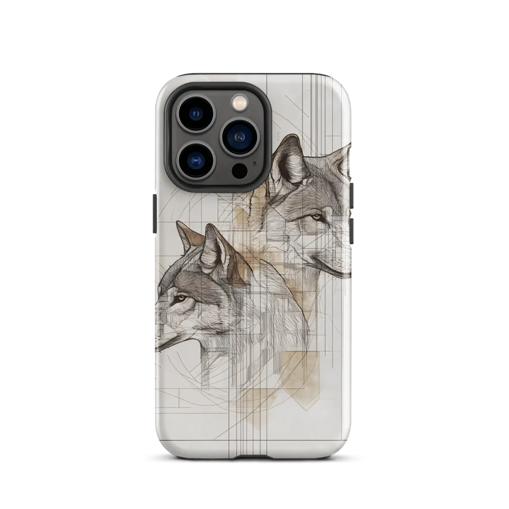 Geometric Harmony: The Essence of Wolves | Phone Case |  13 Pro | Tough Case | Glossy