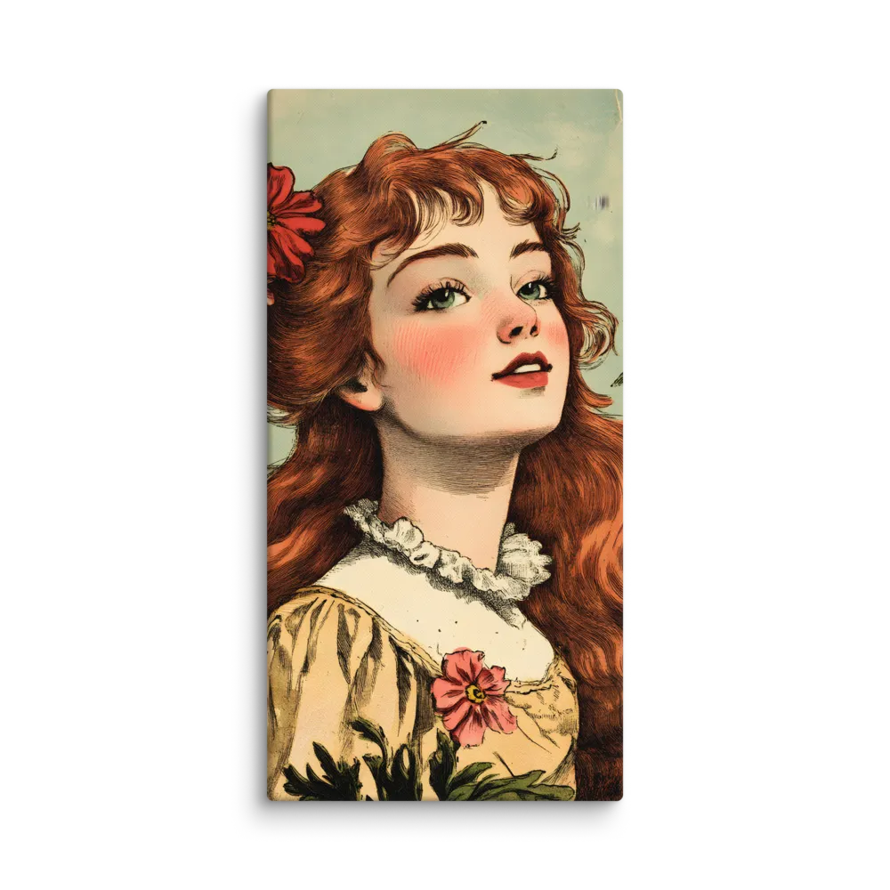 Whimsical Portrait of a Flower-Adorned Girl | Canvas | 30″×60″