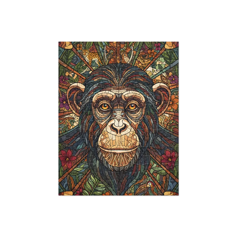 Stained-Glass Chimp 
 Jigsaw Puzzle