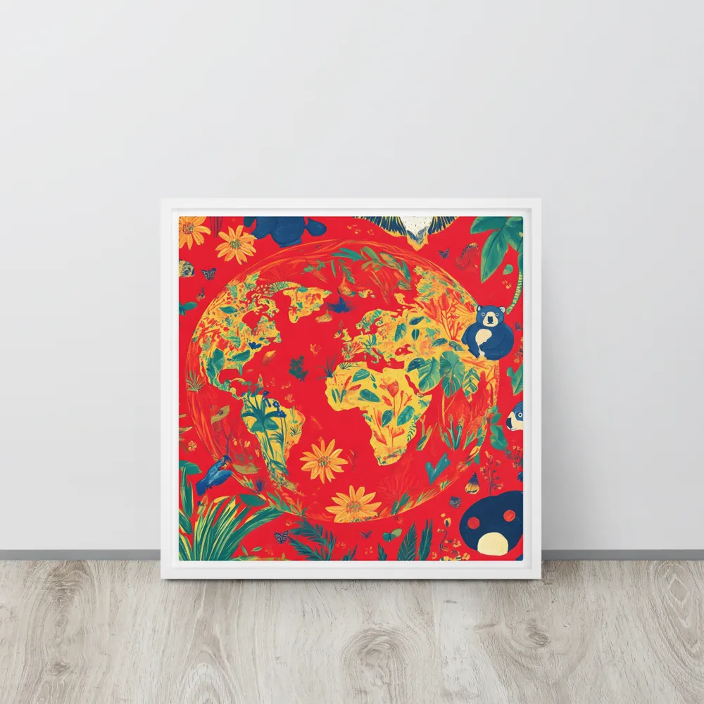 Celebration of Life on Earth | Canvas with White Frame | 16″×16″