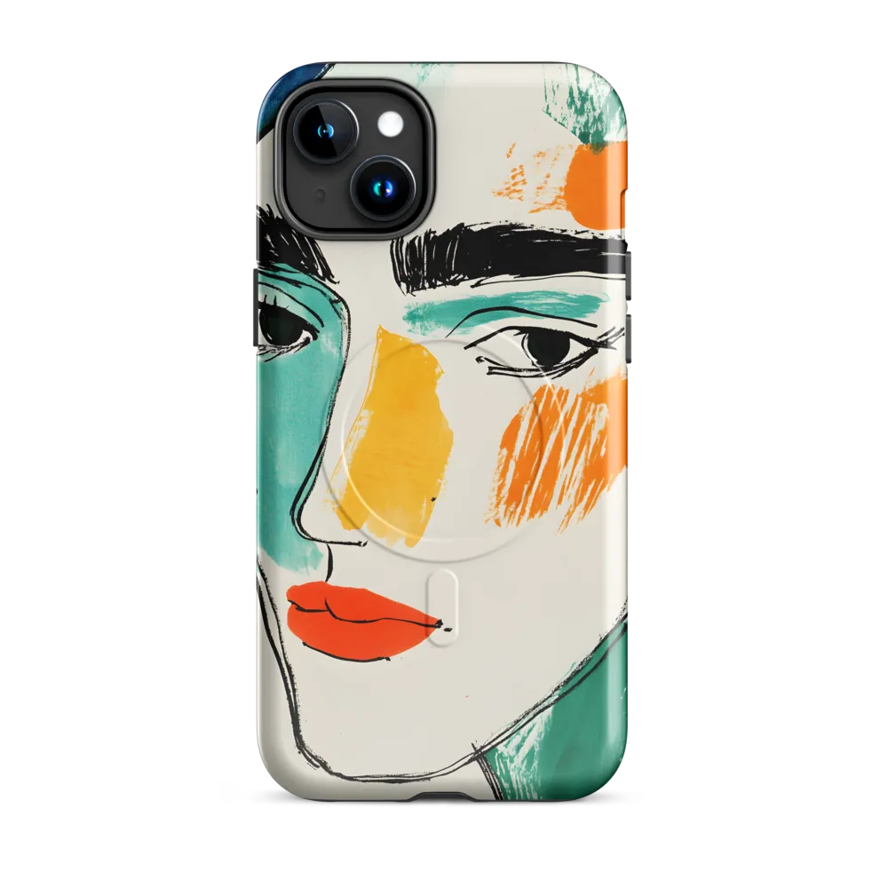 Contemporary Line Portrait | Phone Case |  15 Plus | MagSafe® Tough Case | Glossy