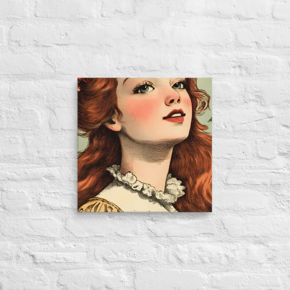 Whimsical Portrait of a Flower-Adorned Girl | Canvas | 16″×16″