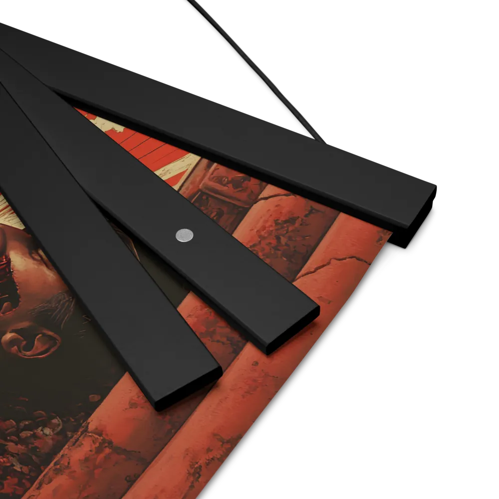 Defiant Echoes of Ruin | Poster With Black Wood Hanger | 12″×12″
