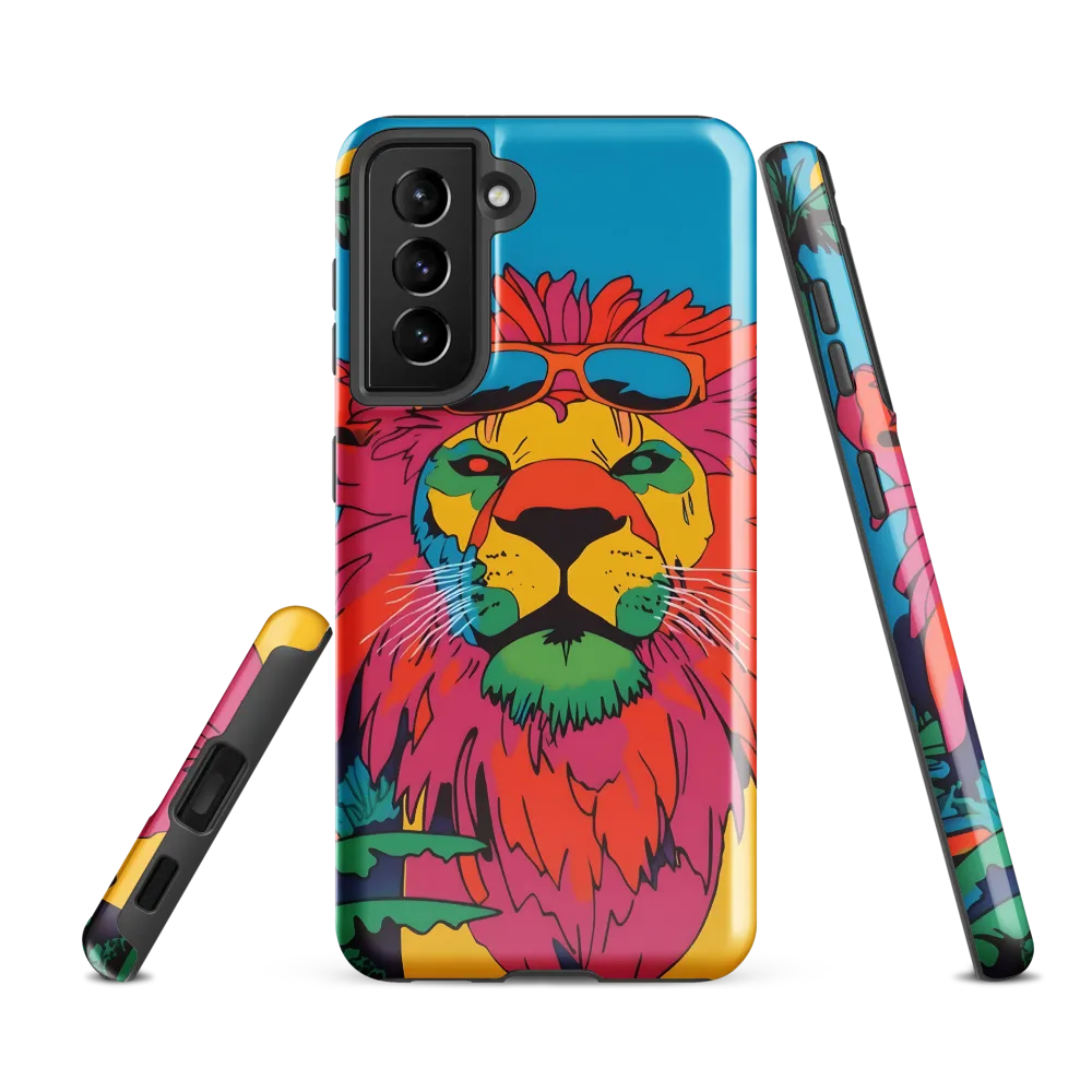 Lion with Sunglasses: A Vibrant Tropical Portrait