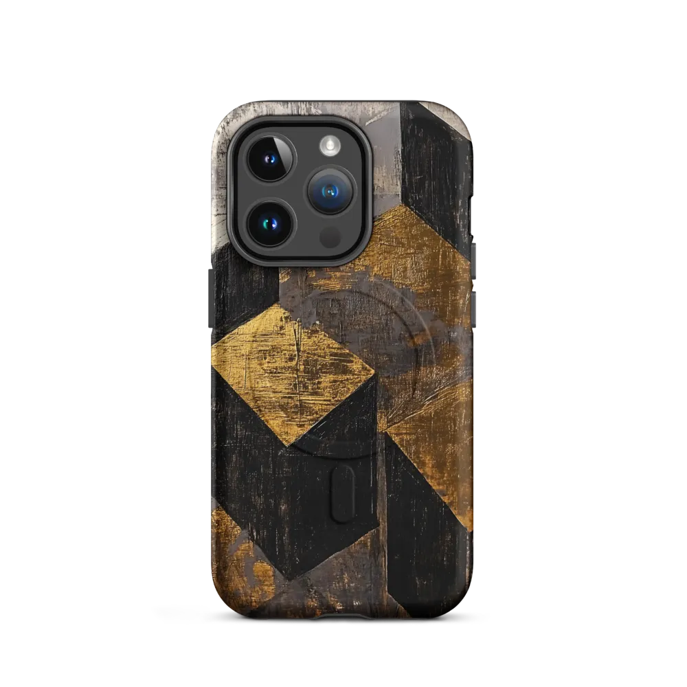 Geometric Harmony in Gold and Black | Phone Case |  14 Pro | MagSafe® Tough Case | Matte
