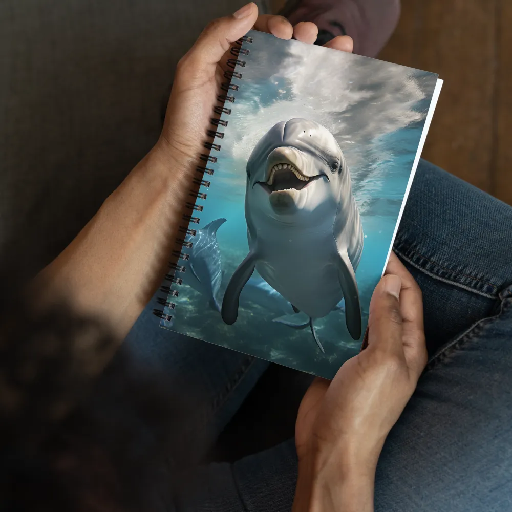 Beneath the Waves: A Dolphin's Dance | Spiral Notebook