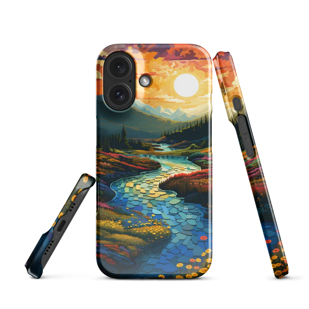 Serenity in Sunset: A Winding River's Embrace | Phone Case |  16 | Snap Case | Glossy