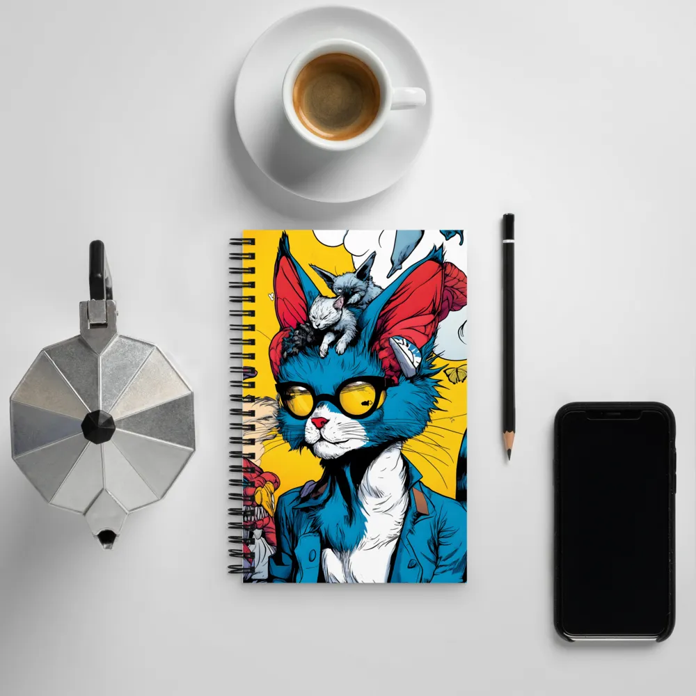 Whimsical Feline Coolness | Spiral Notebook