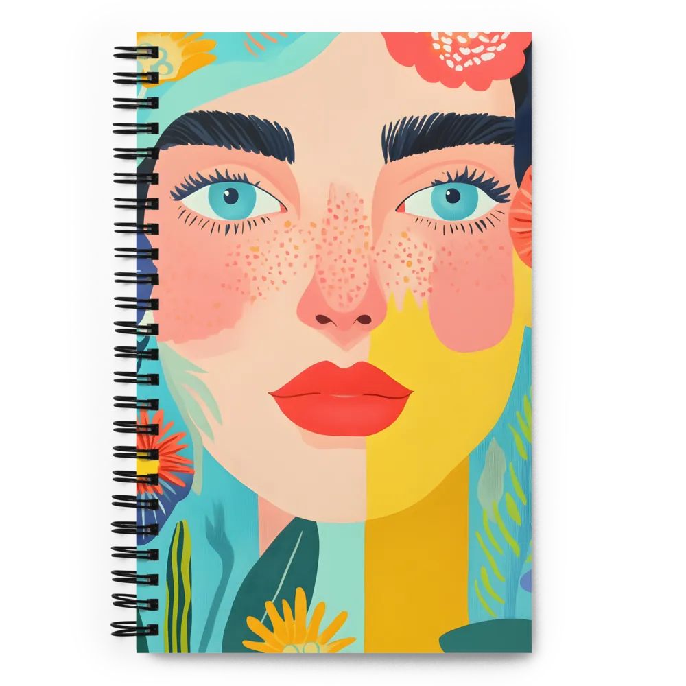 Floral Serenity: A Modern Portrait | Spiral Notebook