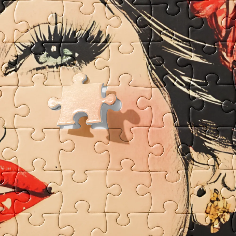 Radiance in Red: A Portrait of Elegance | Jigsaw Puzzle | 252 pieces