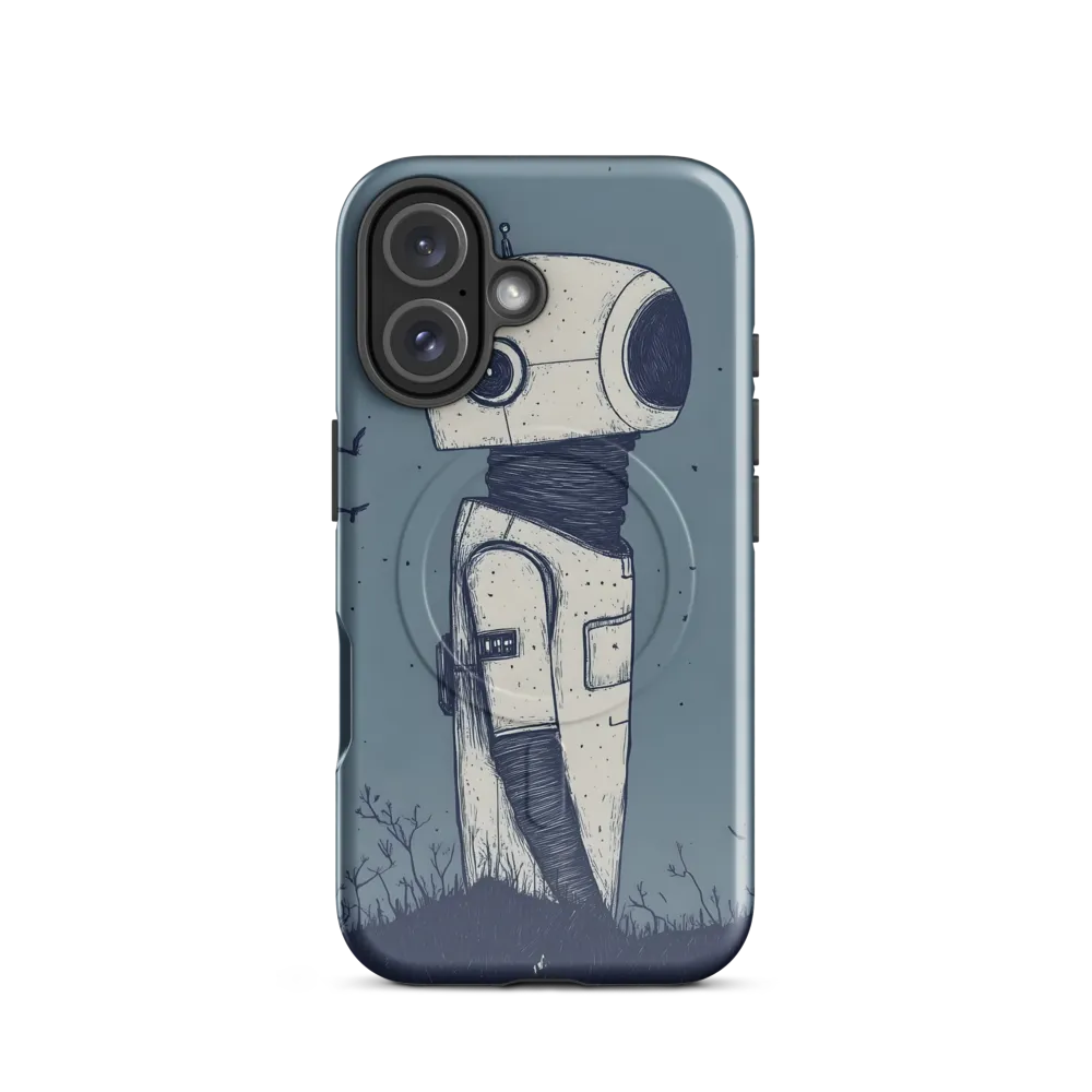 Contemplative Robot in a Barren Landscape | Phone Case |  16 | MagSafe® Tough Case | Glossy