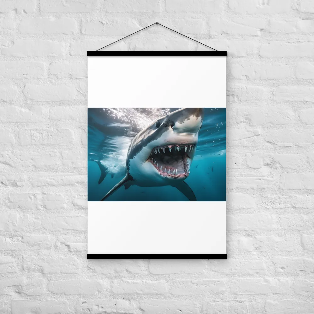 Majesty of the Ocean: The Great White Shark | Poster With Black Wood Hanger | 24″×36″