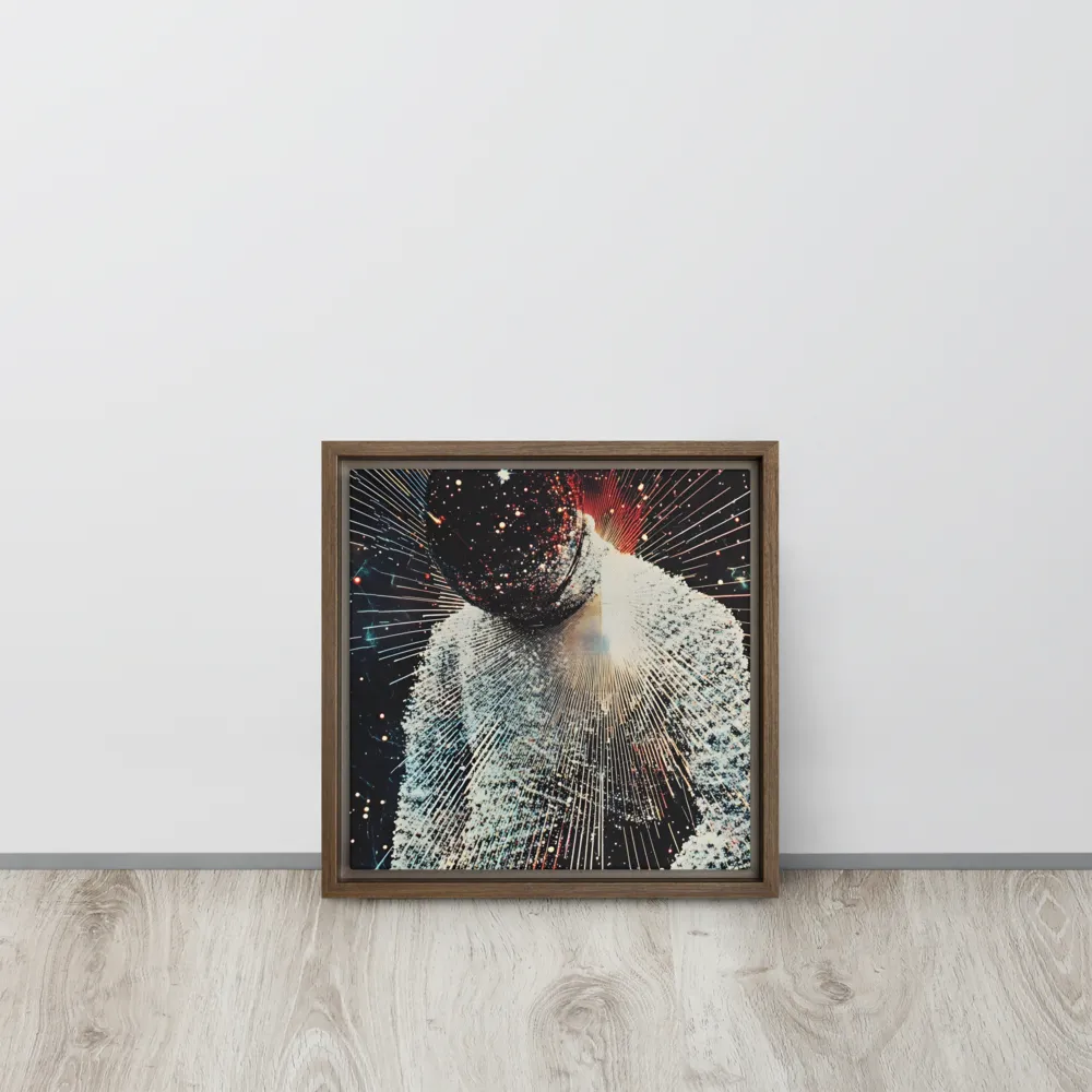 Ethereal Astronaut: A Journey Through the Cosmos | Canvas with Brown Frame | 12″×12″