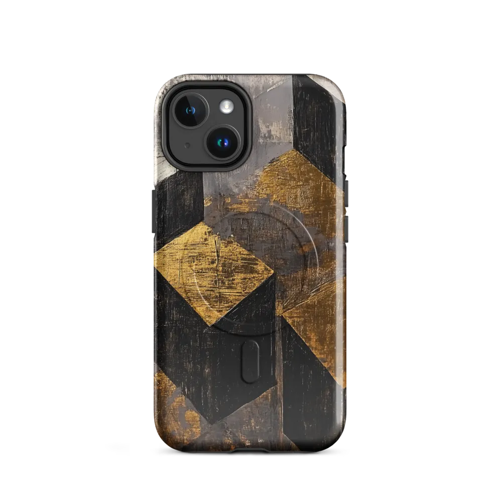 Geometric Harmony in Gold and Black | Phone Case |  14 | MagSafe® Tough Case | Glossy