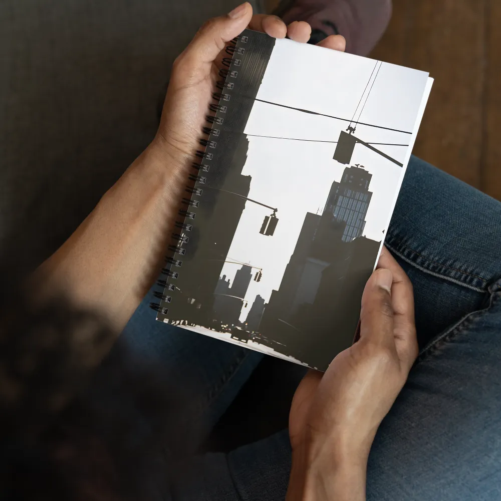 Silhouetted Serenity in Urban Light | Spiral Notebook