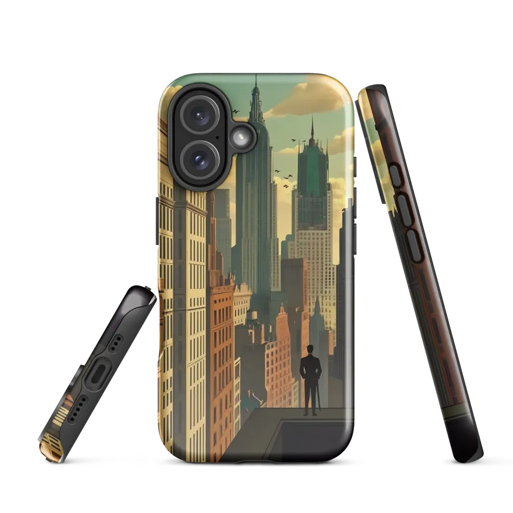 Urban Dreams: A Silhouette in Art Deco Cityscape