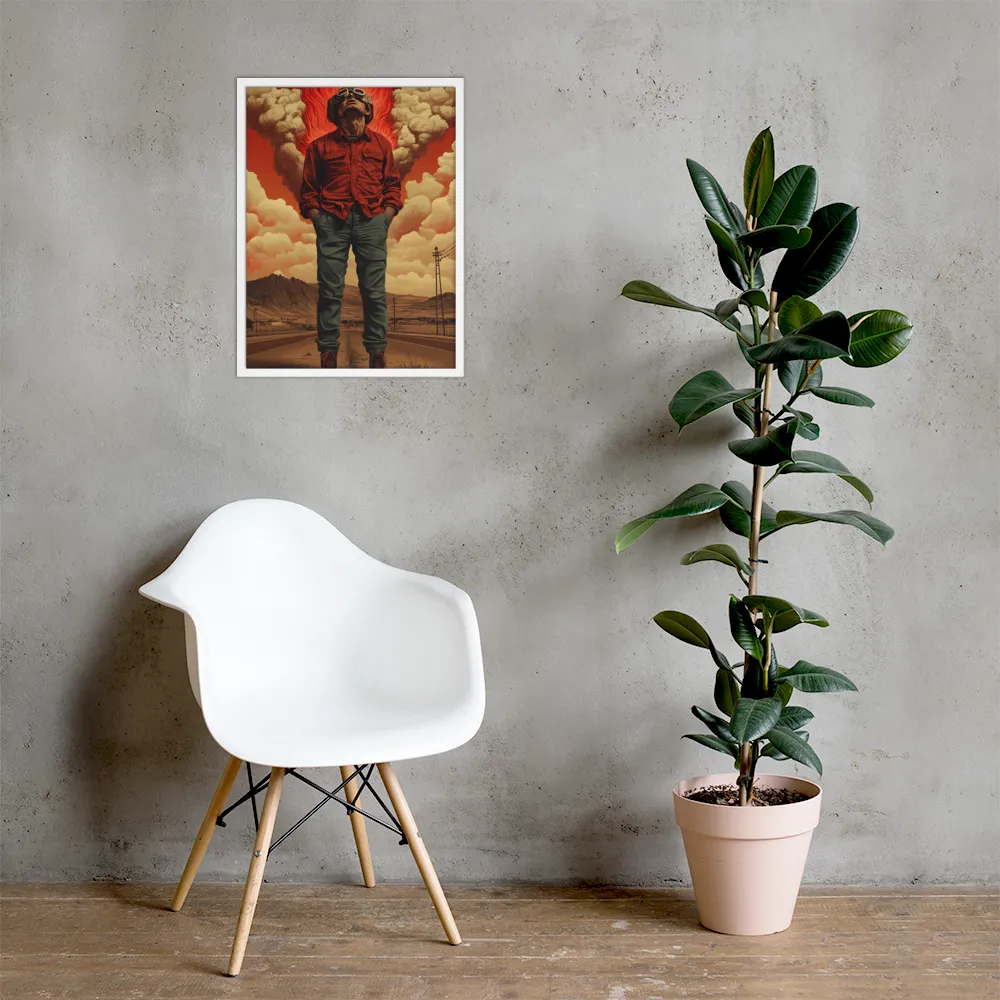 Defiant Spirit in a Surreal Landscape | Poster with White Frame | 18″×24″