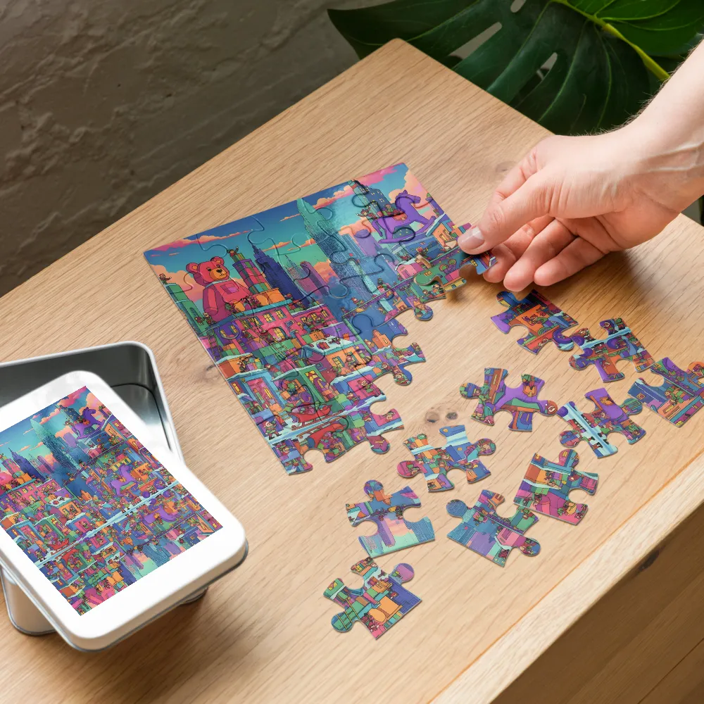 Toy City Reflection 
 Jigsaw Puzzle in Tin Box