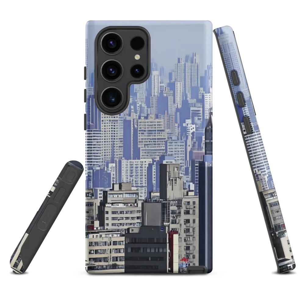 Urban Symphony: A Cityscape in Blues and Grays