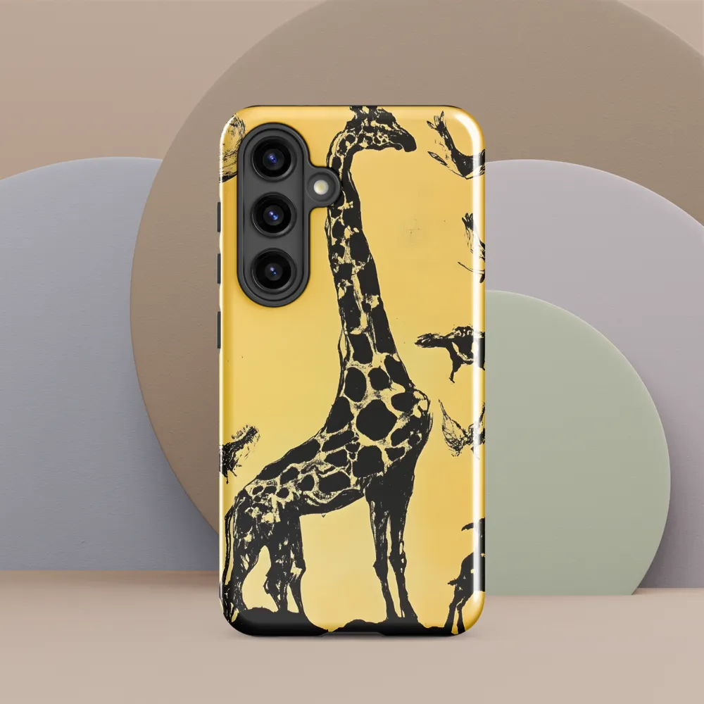 Whimsical Harmony of Giraffe and Birds
