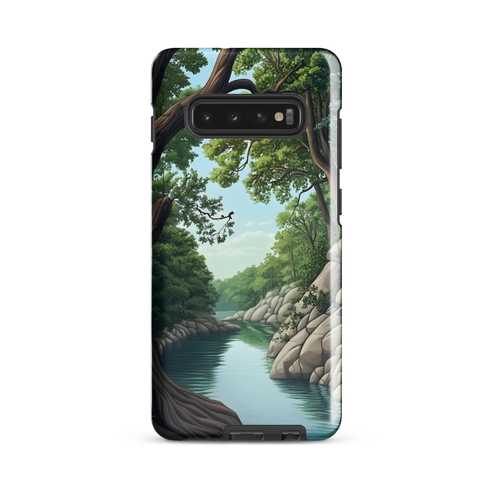 Tranquil Reflections: A Serene River Landscape | Phone Case |  S10 Plus | Tough Case | Glossy