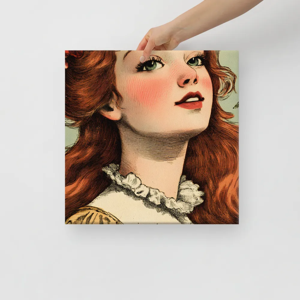 Whimsical Portrait of a Flower-Adorned Girl | Canvas | 16″×16″