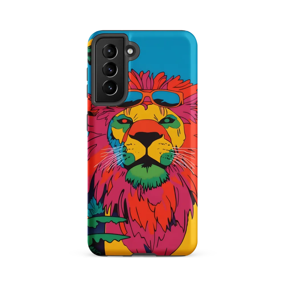 Lion with Sunglasses: A Vibrant Tropical Portrait
